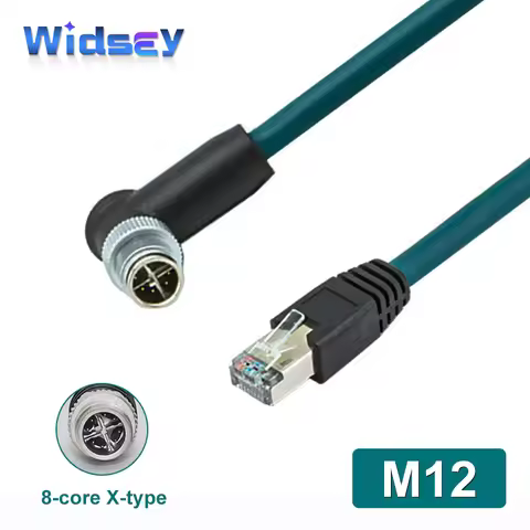 M12 8pin X-code Male Head To RJ45 Encoding Line Industrial Ethernet X-type Network Cable 8-code Shie