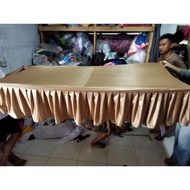 Table cover size 130 x 60 cm, height 30 cm, filamin fabric material, can request size