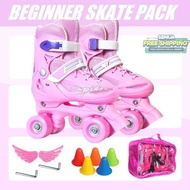 Kasut Roda Budak Perempuan Kids Roller Skate Set Beginner for Girl Sepatu Roda 4 Tayar Kanak Anak