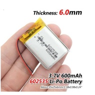 3.7V lithium polymer battery 602535 582535  600mAh MP3 MP4 GPS Bluetooth