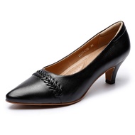 Mona flying Leather Mid Kitten Pumps Elegant Women Slip On Classic Comfortable Elegant Handmade Work