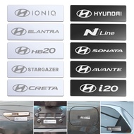 4 Pcs Hyundai Mirror Metal Car Logo Stickers Label 3D Badge Decoration Label Car Modification Accessories for Hb20 Tucson I30 Avante Palisade Creta Accent Santa Fe I10 Kona