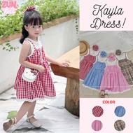 Girls' checkered dress with hair tie AZD566 - Cute checkered dress, cool material, lovely color comb