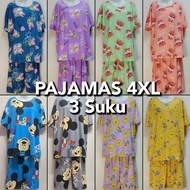 (4XL 3 Suku) Baju Tidur Pajamas Perempuan Seluar 3 Suku Plus Size / Baju Tido Wanita Saiz Besar