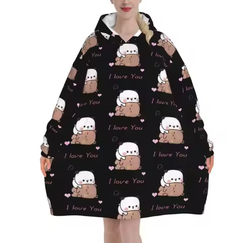 Love Bubu Dudu Blanket Hoodie for Women Girls Cute Oversized Wearable Pullover Sweatshirt Warm Fleec