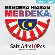 Bendera Hari Merdeka 1set=10pcs Hiasan Sekolah Kelas Hari Kebangsaan Bulat Separuh Semarak Jalur Gem