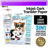 A4 Size CUYI Dark Transfer Paper 20sheets 3in1 Inkjet Dark Transfer Paper