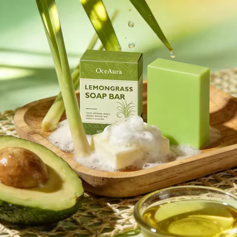 OceAura Lemongrass Soap Bar Exfoliating Body Care Professional Skin Cleaning Soft Smooth Fresh Fragr