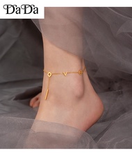 Original 916 gold anklet Korean version LOVE simple trendy ankle chain jewelry