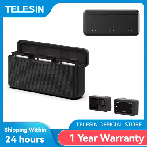 TELESIN 18W PD Fast Charger For DJI OSMO 360 Action 5pro TF Card 3 Slots Battery Pocket Charging Box