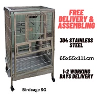 Stainless Steel Bird Cage Assembled Parrot Cage with Trolley (Local Set)