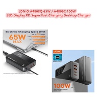 (NO COD) LDNIO A4808Q 65W / A4809C 100W LED Display PD Super Fast Charging Desktop Charger