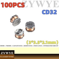 100PCS CD32 Chip Inductance 3 * 3.5 * 2.1mm 1UH 2.2 UH 4.7 UH 10UH 1R0 1R5 2R2 3R3 4R7 6R8 100 101 1