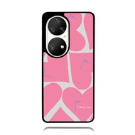 HUAWEI P50 P40 P30 P20 Pro TPU Rubber Softcase Pink Love Phone Case with Tape