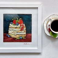 水果蛋糕原創油畫靜物牆壁裝飾食物藝術