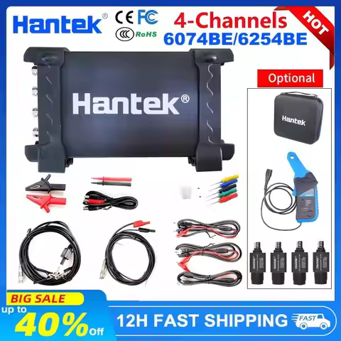 Hantek 4-channel digital virtual oscilloscope 6074BE/6254BE PC USB Portable 70MHZ 250MHZ Oscilloscop
