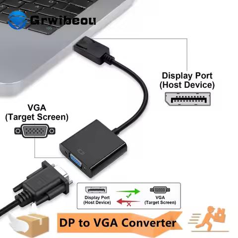 DisplayPort to VGA Adapter Male to Female Display Port to VGA Converter For Computer Desktop Laptop 
