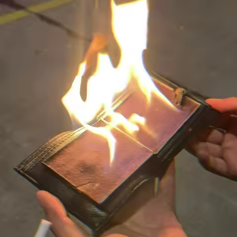 The Second Generation of Fire Wallet Is on Fire with A Large Area. Close Ups on The Stage, Street Ma