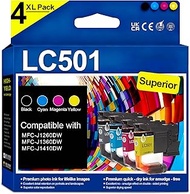 BERRYSKY LC501 Ink Cartridges Replacement for Brother MFC-J1260DW, MFC-J1360DW, MFC-J1410DW Printers