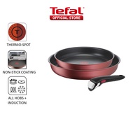 Tefal Ingenio Daily Chef Induction Frypan Wok Pan Cookware Set Red 26cm/28cm/3pcs
