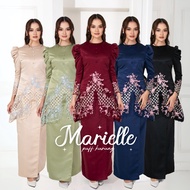 [NEESTYLE] MARIELLE • Baju Raya 2024 Baju Kurung Moden Puff Satin Floral Lace Baju Kurung Tunang Nikah Sanding Kenduri Muslimah
