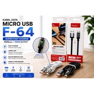 Super Fast Data Cable FLECO F-64 6A 100W Led Light USB To MICRO / Type-C Fast Charging Cable F64