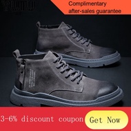 YQ51 Yu Tu Brand Luxury Dr. Martens Boots Men's New Fashion Shoes All-Matching High-Top Leather Boots Korean Style Leath