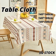 {SG} Bohemian Style Table Cloth 140×140cm 140×180cm Cotton Waterproof Tablecloth Washable Table Clot
