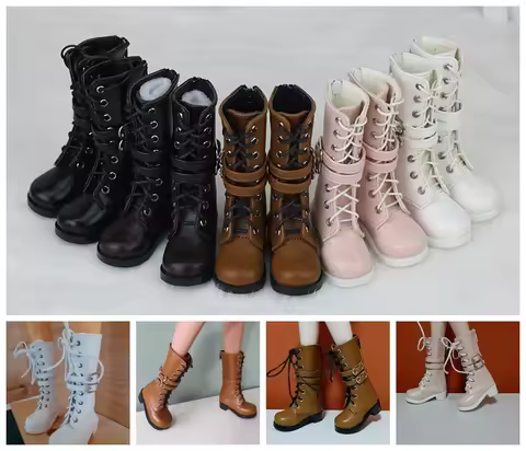 1/3 1/4 Woman Girl SD AOD DOD BJD MSD Dollfie Synthetic Leather Shoes Black Boots YG417