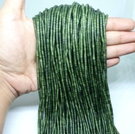 หินหยก หินแท้ธรรมชาติ 1 เส้น ขนาด 3 มม. 12.25" อะไหล่ร้อยเครื่องประดับ Natural Tube Seed Jade Beads