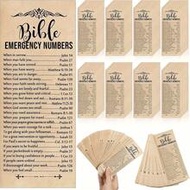 50pcs Brown Paper Bookmarks With Bible Verses, Emergency Contact Information, For Church And Sunday 
