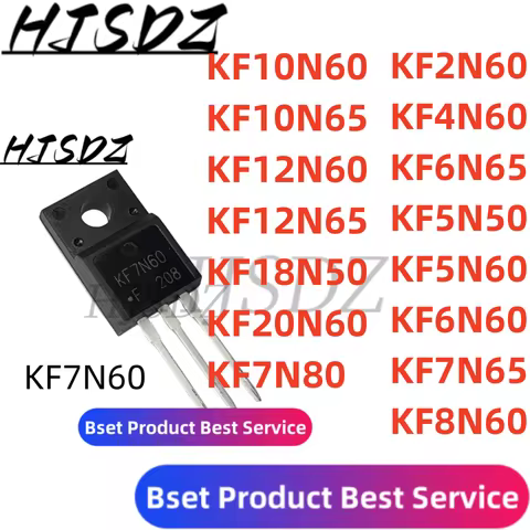 10Pcs TO-220F 20N60 6N60 7N65 4N60 10N60 2N60 8N60 12N60 18N50 7N60 5N60 4N65 12N65 10N65 5N50 N-Cha