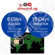 Multi-Country Asia / Australia / Europe Global Data SIM Card - 8 Days or 15 Days - First 6GB High Speed by SIMCARD.SG