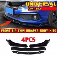 Car Front Bumper Lip Chin Body Kit Front Bumper Glossy Black Universal