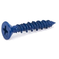 100PCS 3/16 X 1-1/4In Blue Flat Concrete Diamond Point Screw Anchor Set Kit for Anchoring to Masonry