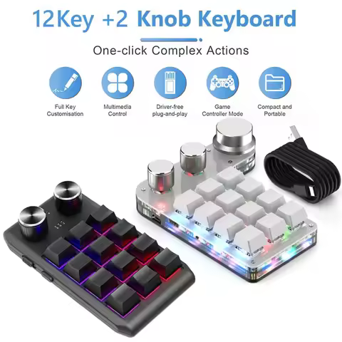 Programming Macro Custom Knob Keyboard RGB 12 Key Copy Paste Mini Button Photoshop Gaming Keypad Mec