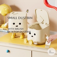 Small Dustbin With Brush Desktop Dustbin High-aesthetic Design Desktop Dustbin