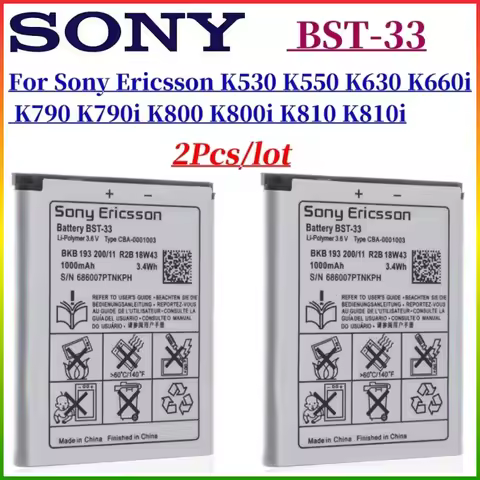 2PCS/Lot Original BST-33 Hight Quality Battery For Sony Ericsson K530 K550 K630 K660i K790 K790i K80