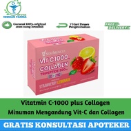 C+Collagen Vitamin C D3 Zinc Sugar Free 6 Sachet /1 BOX I suplemen serbuk vit C 1000