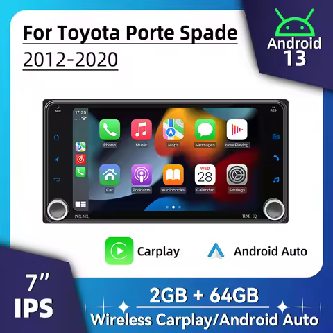 7" Screen Android 2 Din Car Radio for Toyota Porte Spade 2012-2020 Wireless Carplay, Android Auto Mu