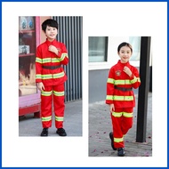 ❀ ⇦ ✩ Fireman Costume for Kids Boys Firefighter Career Uniform Work Cosplay Role Play Girl Suit Clo