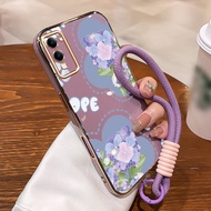 UNGU Casing hp For VIVO Y04 Y29s 5G Y19 5G T4 Lite 5G Case Purple Flower aesthetic Silicone Resistan