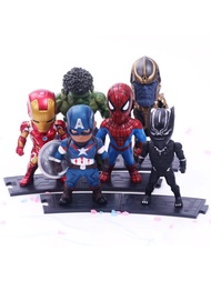 Original 6pcs/set Marvel Avengers Black Panther Thanos Ironman Spiderman Captain American Hulk Figu