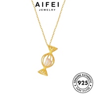 AIFEI JEWELRY Women Chain 925 Original Accessories Perempuan Pendant 純銀項鏈 Silver Sterling Out Candy For Korean Hollow Rantai Necklace Leher Perak N326