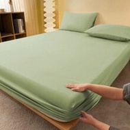 1pc Solid Color Avocado Green Fitted Sheet, Mattress Protector, Mattress Cover For Bed, Soft And Bre