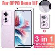 3 in 1 High Quality Tempered Glass Screen Protector For OPPO Reno 11F 11 10 7 8T 8 Z Pro Plus 4G 5G Carbon Fiber Film &amp; Camera Lens Protector Film