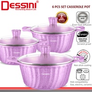 DESSINI ITALY iLT-6-S 6 PCS 20CM 24CM 28CM Die Cast Aluminium Non Stick Casserole Pot Bowl Deep Fry Pan Cookware PERIUK