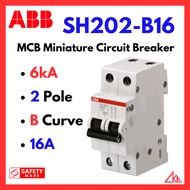 ABB MCB SH202-B16 6kA B Curve 16A 2Pole Miniature Circuit Breaker