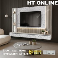 [HT ONLINE] TV Cabinet Gantung 8ft | Kabinet TV Moden | Almari TV Dinding | Siap Pemasangan + LED