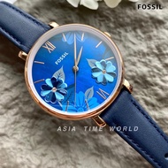 [Original] FOSSIL ES4673 Women Watch with Floral dial and Blue Leather strap